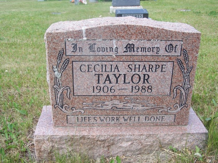 TAYLOR, Cecilia Sharpe